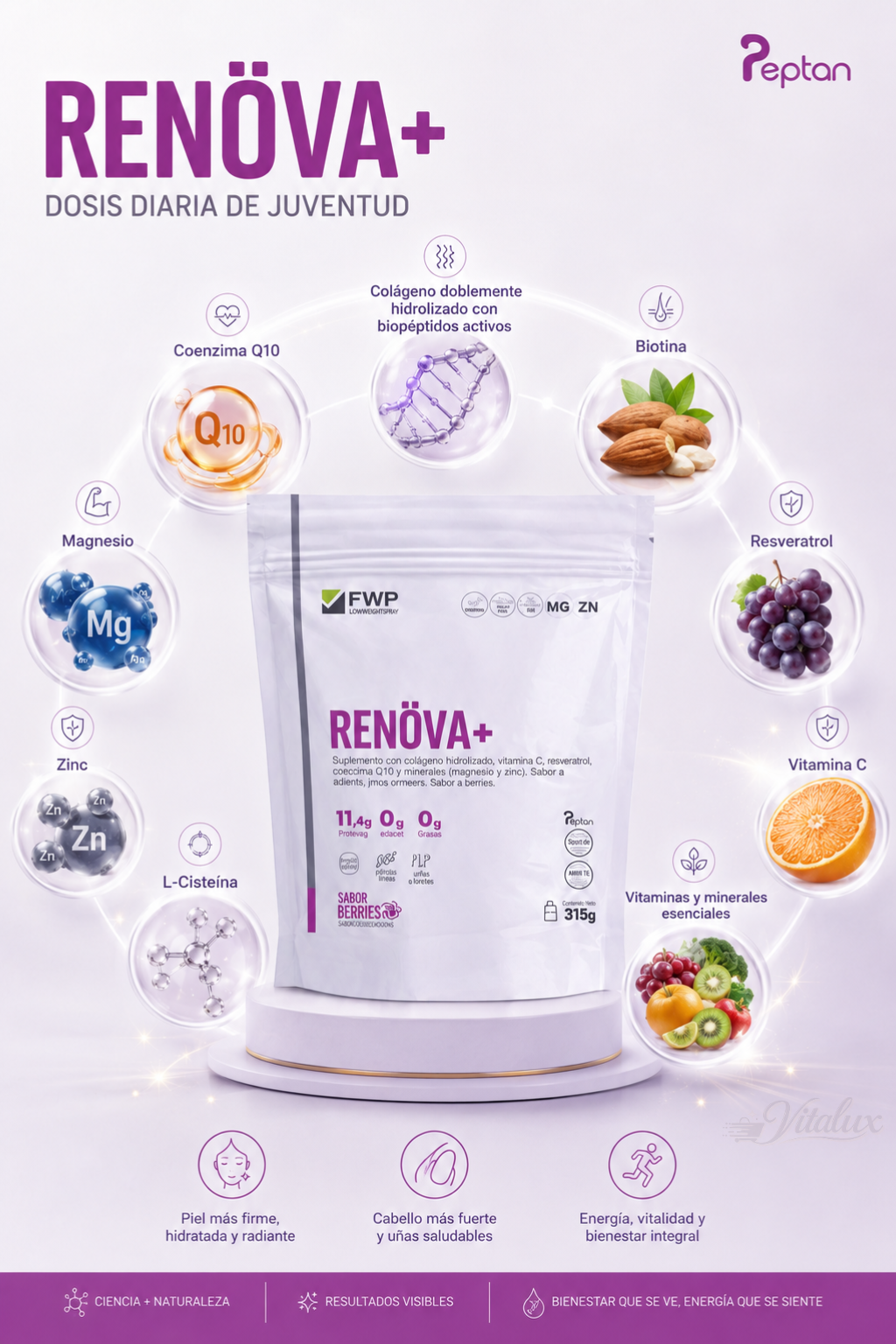 COLÁGENO RENÖVA +,Doblementehidrolizado 11.4g